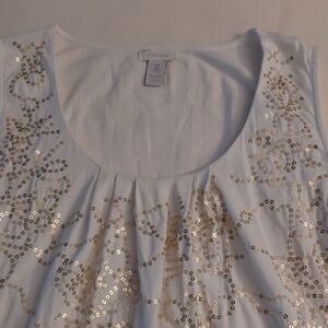 Chico's Elegant White Tank with Gold Sequins